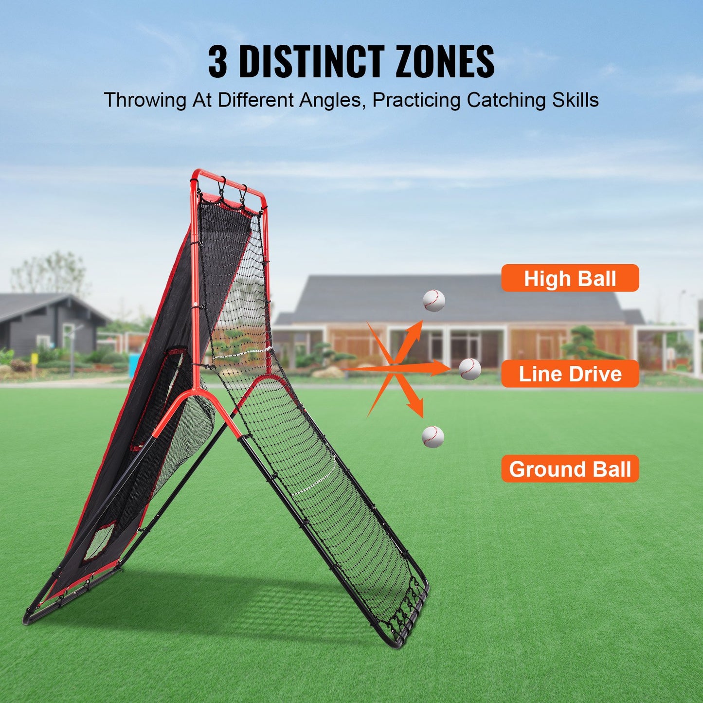 Baseball- und Softball-Rebounder-Netz 3x4,5 ft. 2-in-1 Switch Hitter Pitch