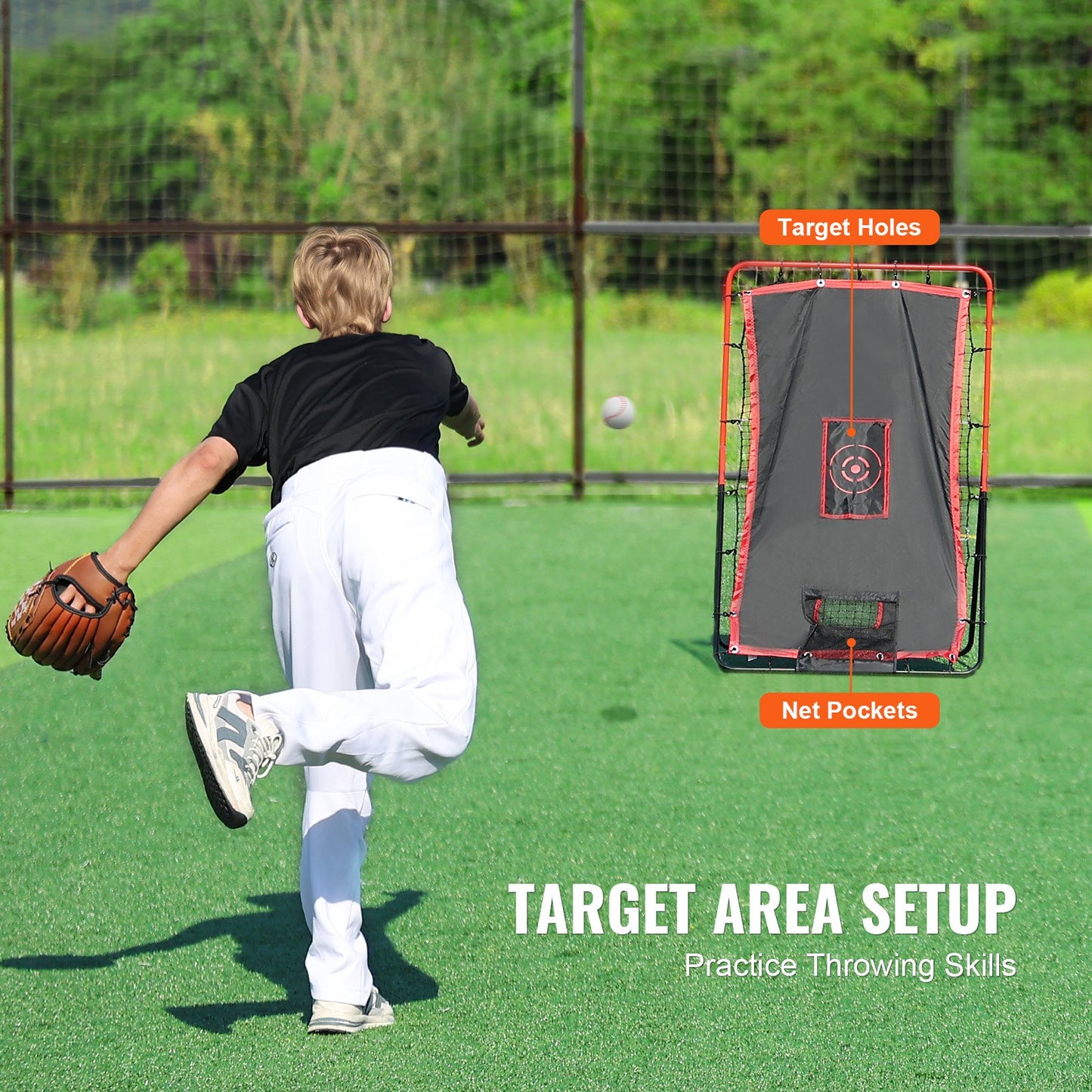 Baseball- und Softball-Rebounder-Netz 3x4,5 ft. 2-in-1 Switch Hitter Pitch