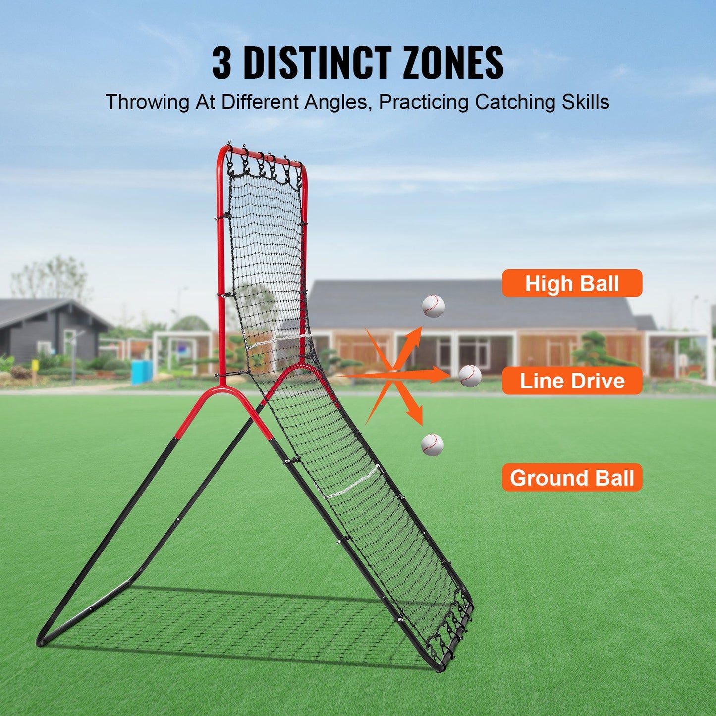 Baseball och Softball Rebounder Net 3x4,5 ft PitchBack 3-vägs tränare