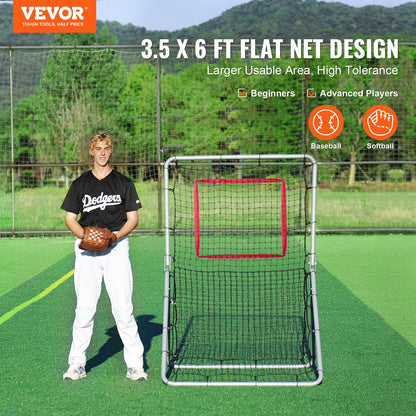 Baseball- und Softball-Rebounder-Netz 3,5 x 6 Fuß 5 einstellbare Winkel