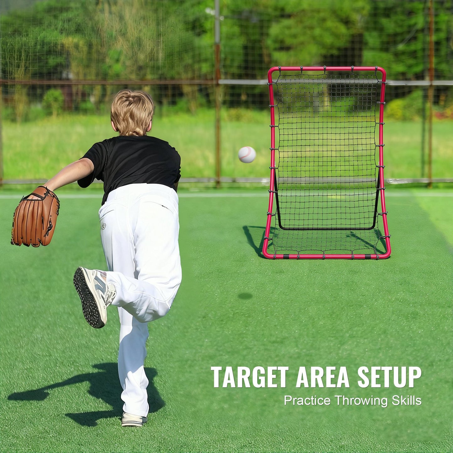 Baseball And Softball Rebounder Net, 4 x 5.5 ft PitchBack Baseball Pitching Nest, Pitch Return Trainer Rebound Net with Pitching Target, All Angle Fielding Rebound Net for Grounders Pop Flies