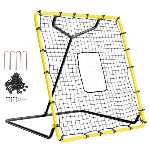 Baseball And Softball Rebounder Net, 4 x 4.5 Feet PitchBack Baseball Nest for Pitching and Fielding Training, Pitch Return Trainer Rebound Net with Pitching Target, 4 Adjustable Angles
