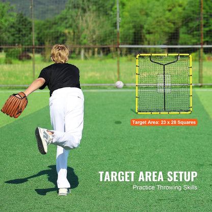Baseball And Softball Rebounder Net, 4 x 4.5 Feet PitchBack Baseball Nest for Pitching and Fielding Training, Pitch Return Trainer Rebound Net with Pitching Target, 4 Adjustable Angles