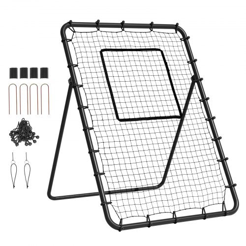 Baseball And Softball Rebounder Net, 4 x 6 Feet PitchBack Baseball Nest for Pitching and Fielding Training, Pitch Return Trainer Rebound Net with Pitching Target, 4 Adjustable Angles