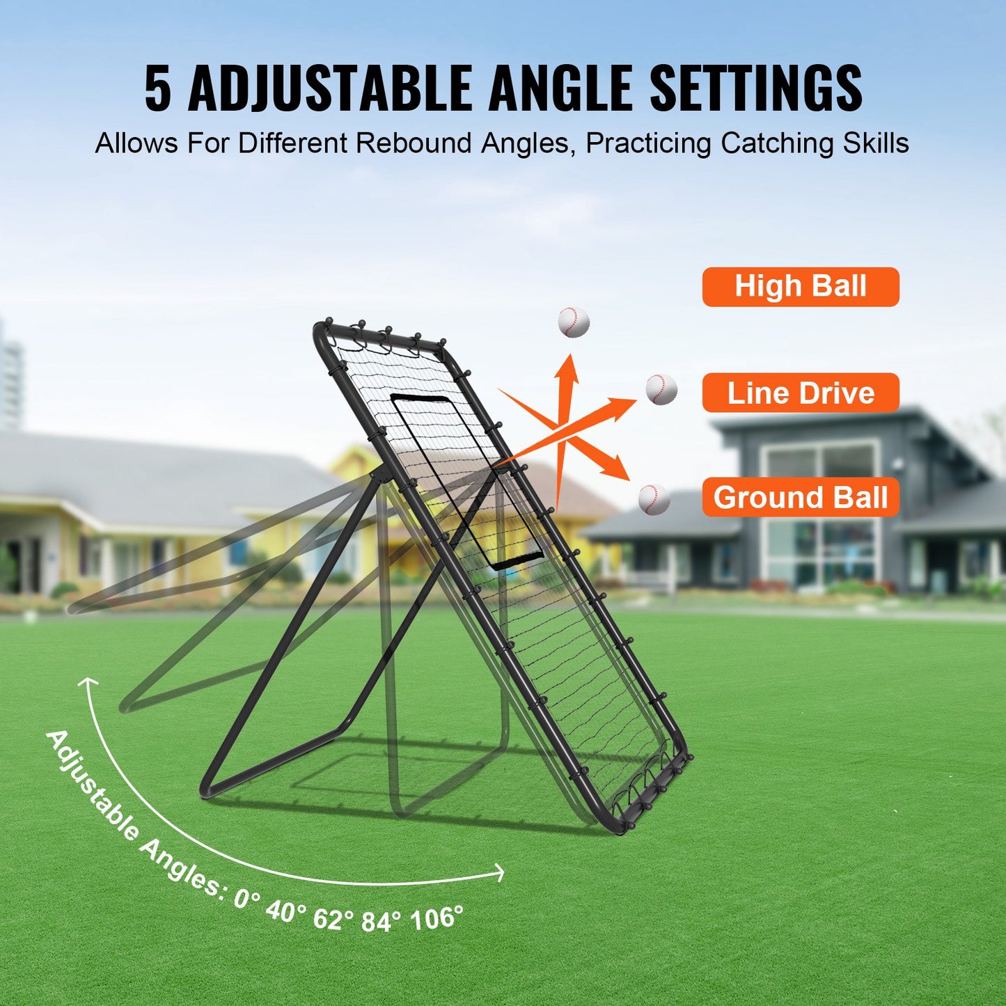 Baseball And Softball Rebounder Net, 4 x 6 Feet PitchBack Baseball Nest for Pitching and Fielding Training, Pitch Return Trainer Rebound Net with Pitching Target, 4 Adjustable Angles