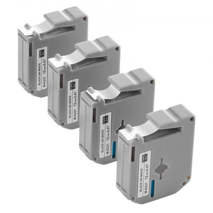 label tape 4-pack 12 mm black on white refill for label printer M-K231