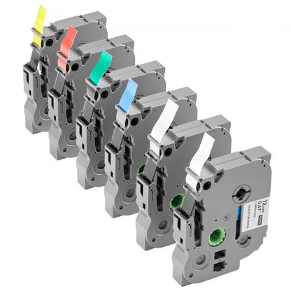 label tape 6-pack 12 mm colored refills for label printers TZe-131 TZe-231