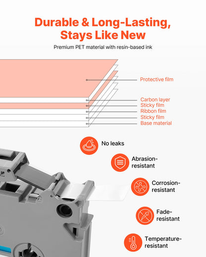 Label Maker Tape, 6 Pack, 0.47 in / 12 mm Colored Label Maker Refills Compatible for Various Types of Brother P-Touch, Replacement for Letra Tag TZe-131 TZe-231 TZe-431 TZe-531 TZe-631 TZe-731