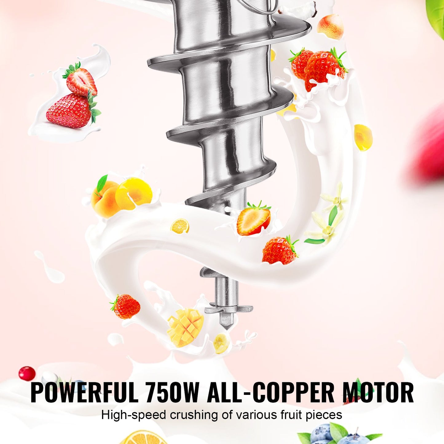 Ice Cream Blender, 750W High-Speed Ice Cream Maker Mixer Stir Machine 1740RPM, 304 Stainless Steel Ice Cream Shaker, Long Handle + PC Protective Shield, Customizable with any Flavor of Ice Cream
