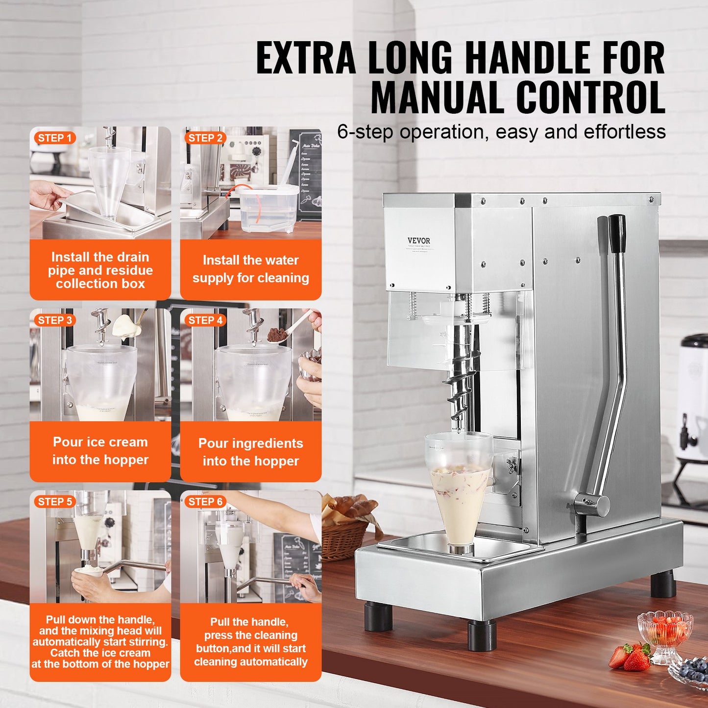 Eiscreme-Mixer, 750 W, Eiscreme-Mixer, Rührmaschine, 304 Edelstahl