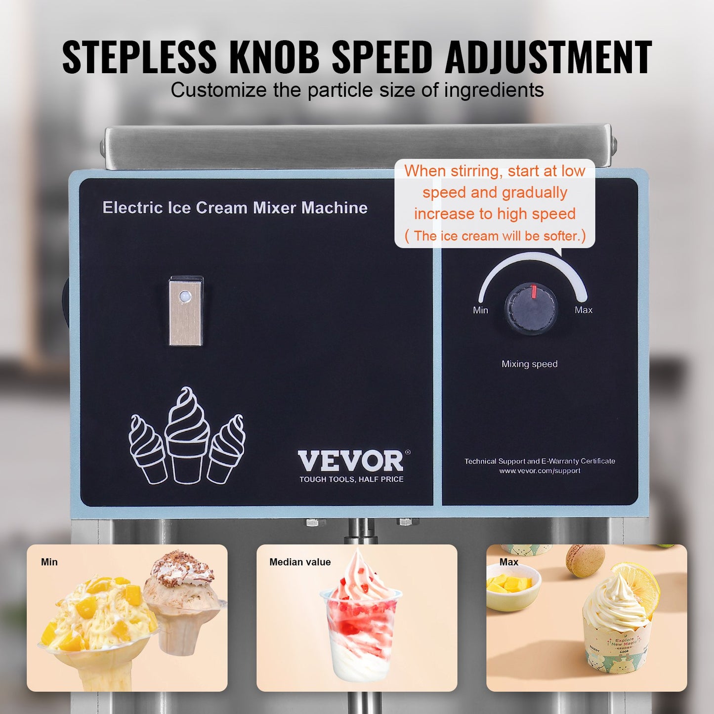 Ice Cream Mixer 400W Glass Mixer Rörmaskin 304 Rostfritt stål