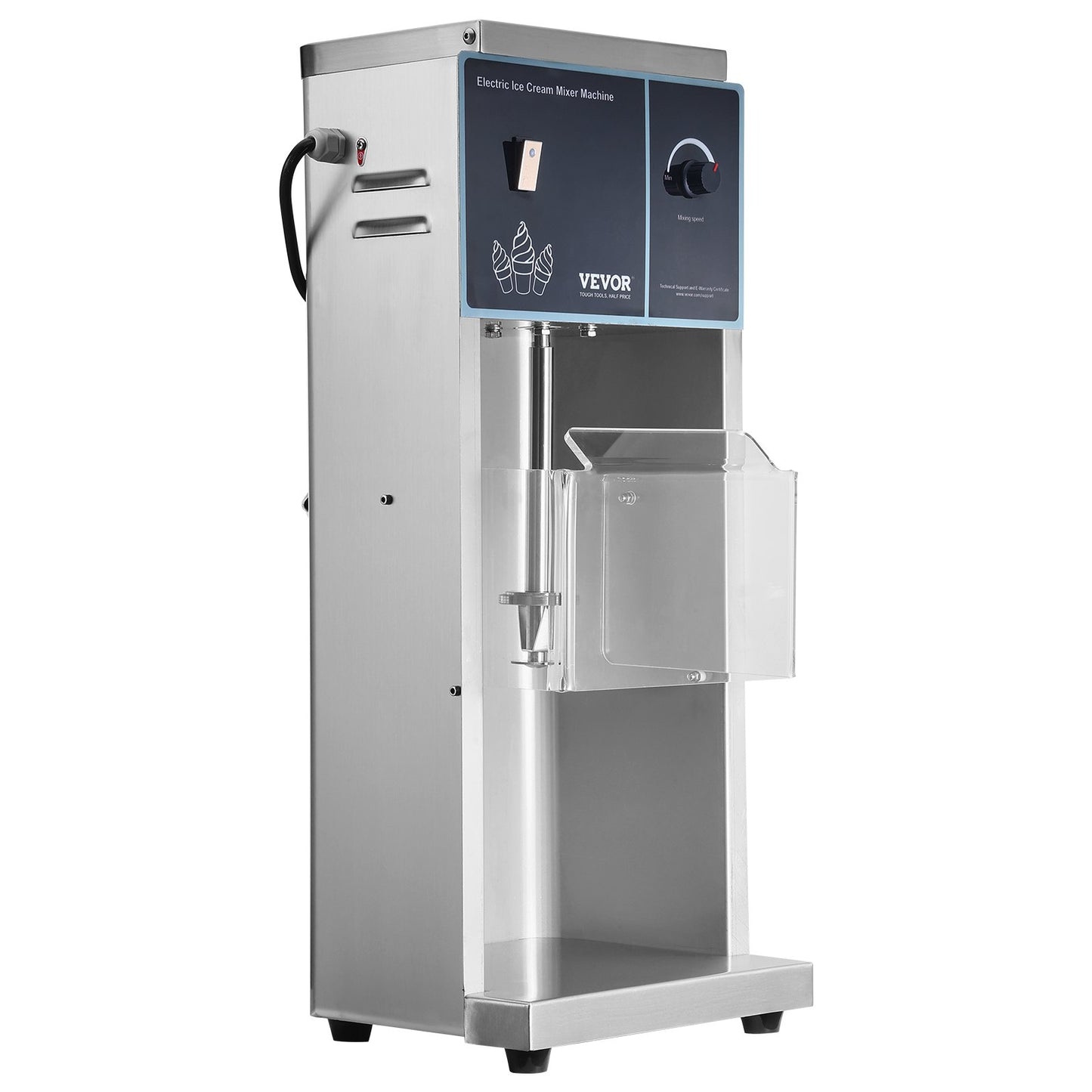 Ice Cream Mixer 400W Glass Mixer Rörmaskin 304 Rostfritt stål