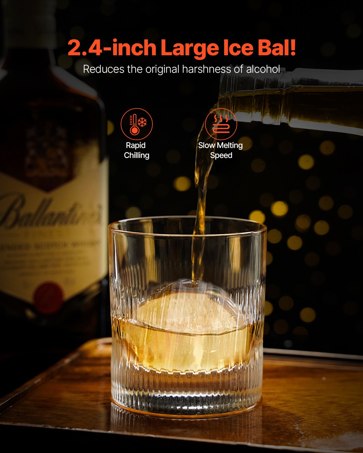 Ice Ball Press Kit Ice Ball Maker 2,4"/60 mm Clear Sphere Whisky Scot