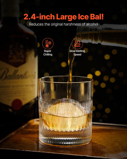 Ice Ball Press Kit Ice Ball Maker 2,4"/60 mm Clear Sphere Whisky Scot