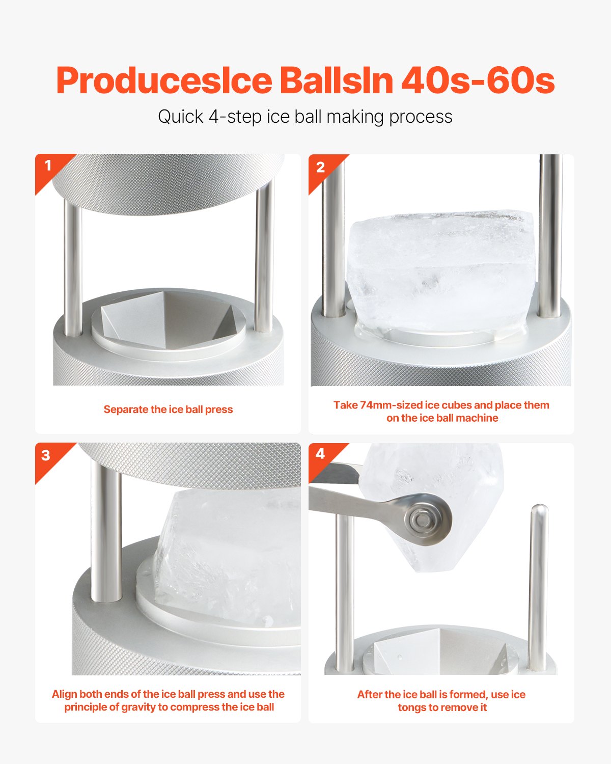 Ice Diamond Press Ice Ball Maker 2,4" Diamond Ice Press Kit för Whisky