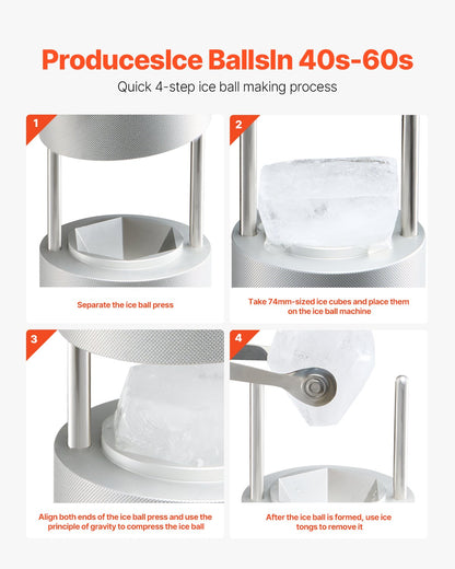 Ice Diamond Press Ice Ball Maker 2,4" Diamond Ice Press Kit för Whisky