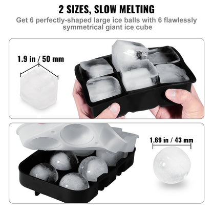 Ice Ball Maker Silikon Eiswürfelform mit Deckel 2er-Pack Whisky Cocktail
