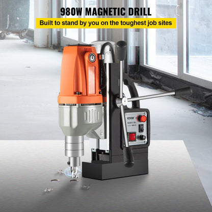 Magnetic Drill Magnetic Drilling Machine 980W, Metal Drill Press High Power 680 rpm, Multi-Function Metal Drill Press 35MM Core Drilling Machine for Drilling And Tapping