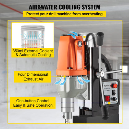 Magnetic Drill Magnetic Drilling Machine 980W, Metal Drill Press High Power 680 rpm, Multi-Function Metal Drill Press 35MM Core Drilling Machine for Drilling And Tapping