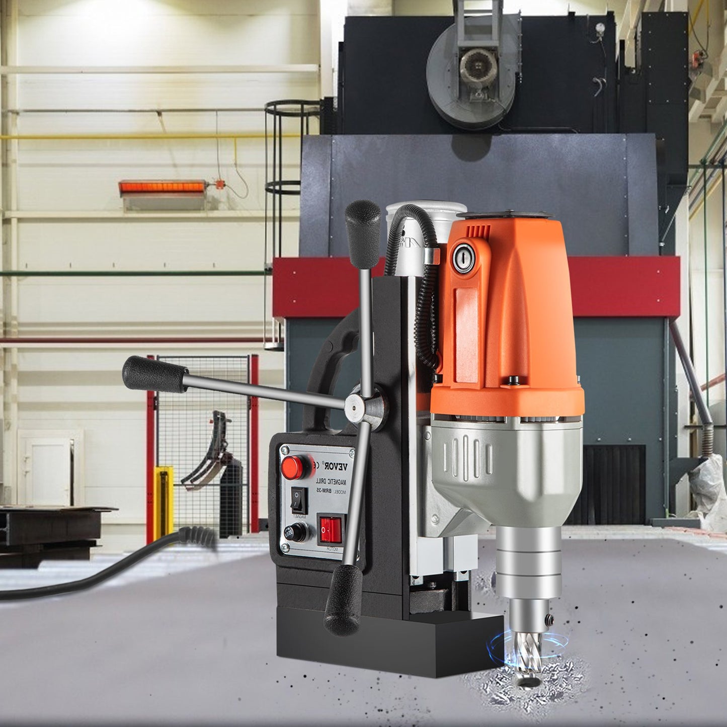 Magnetic Drill Magnetic Drilling Machine 980W, Metal Drill Press High Power 680 rpm, Multi-Function Metal Drill Press 35MM Core Drilling Machine for Drilling And Tapping