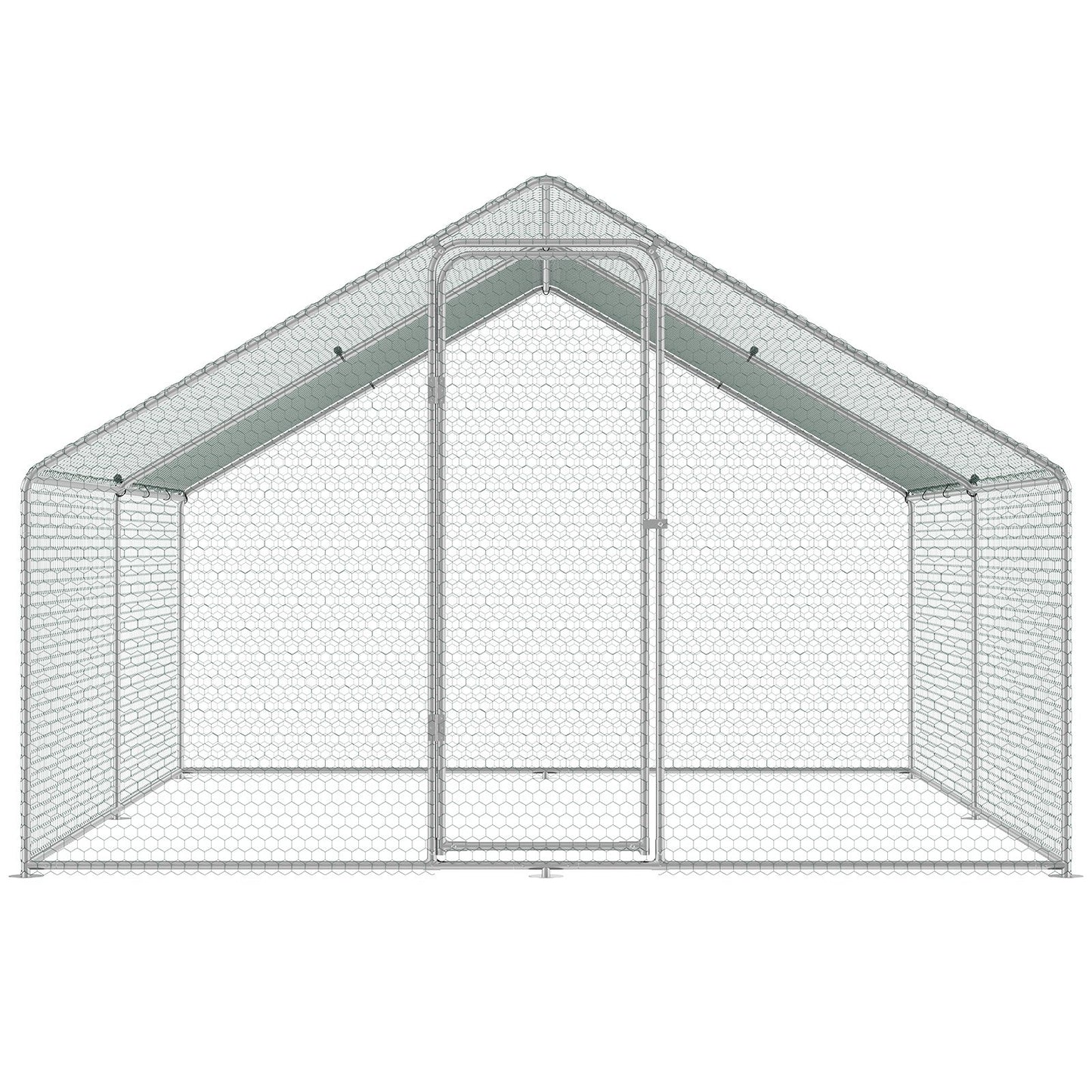 Metal Chicken Coop Walk-in Chicken Run with Waterproof Cover 9.8x13x6.5 Feet