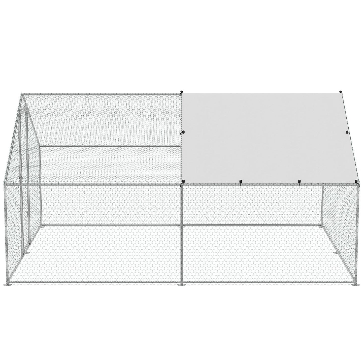 Metal Chicken Coop Walk-in Chicken Run with Waterproof Cover 9.8x13x6.5 Feet