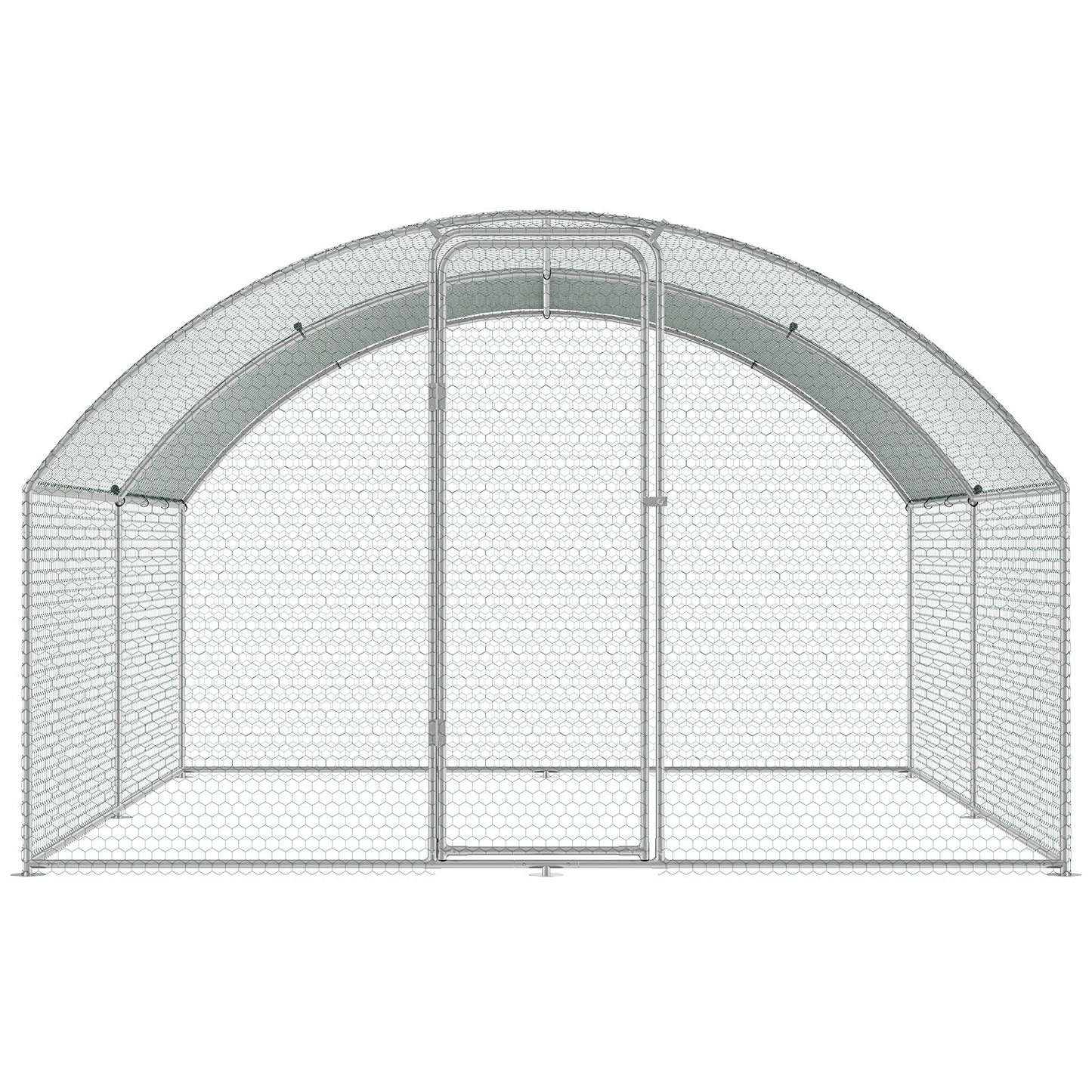 Large Metal Chicken Coop, 9.8x12.9x6.5 ft Walk in Chicken Run for Farm with Waterproof Cover, Doom Roof Chicken Coop with Safety Lock for Outdoor and Backyard, Farm, Duck Rabbit Cage Poultry Cage