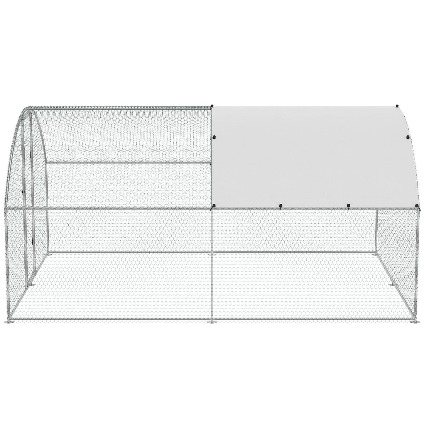 Large Metal Chicken Coop, 9.8x12.9x6.5 ft Walk in Chicken Run for Farm with Waterproof Cover, Doom Roof Chicken Coop with Safety Lock for Outdoor and Backyard, Farm, Duck Rabbit Cage Poultry Cage