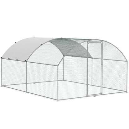 Large Metal Chicken Coop, 9.8x12.9x6.5 ft Walk in Chicken Run for Farm with Waterproof Cover, Doom Roof Chicken Coop with Safety Lock for Outdoor and Backyard, Farm, Duck Rabbit Cage Poultry Cage