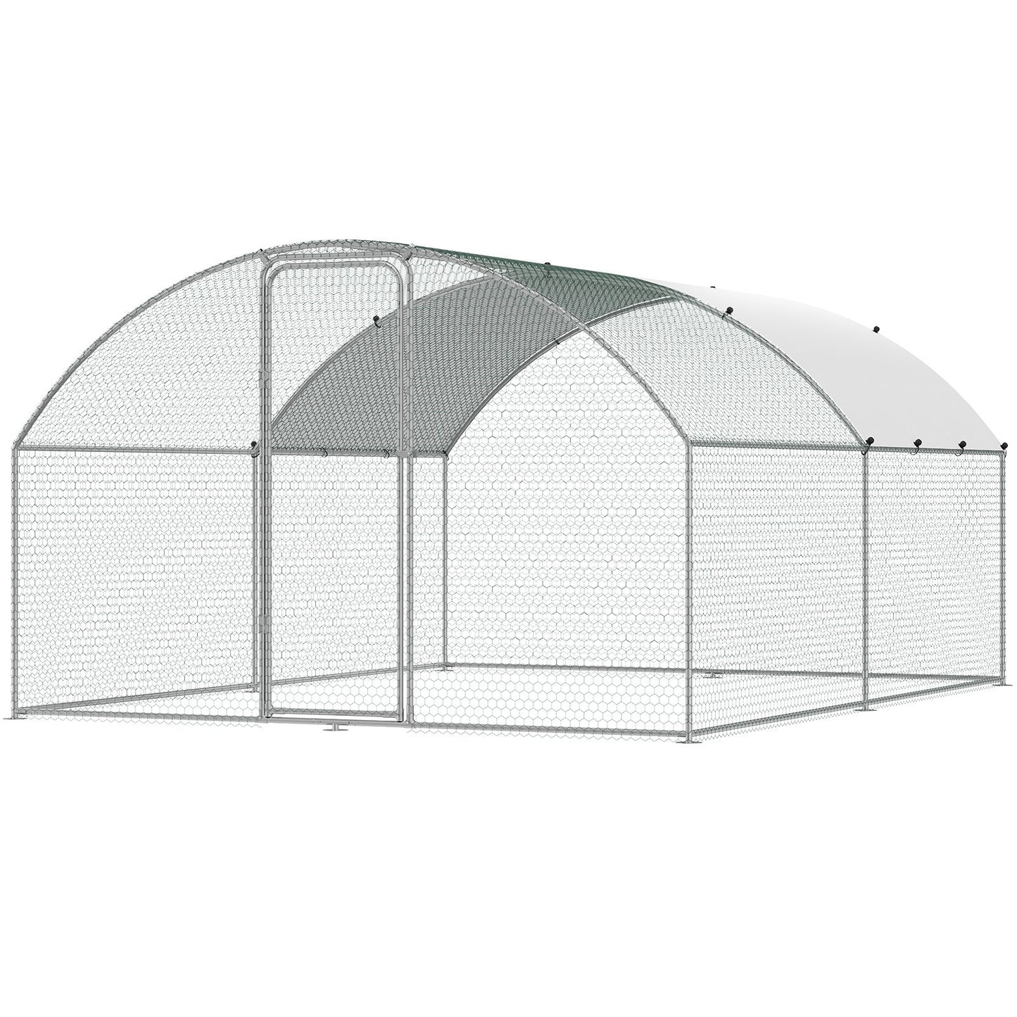 Large Metal Chicken Coop, 9.8x12.9x6.5 ft Walk in Chicken Run for Farm with Waterproof Cover, Doom Roof Chicken Coop with Safety Lock for Outdoor and Backyard, Farm, Duck Rabbit Cage Poultry Cage