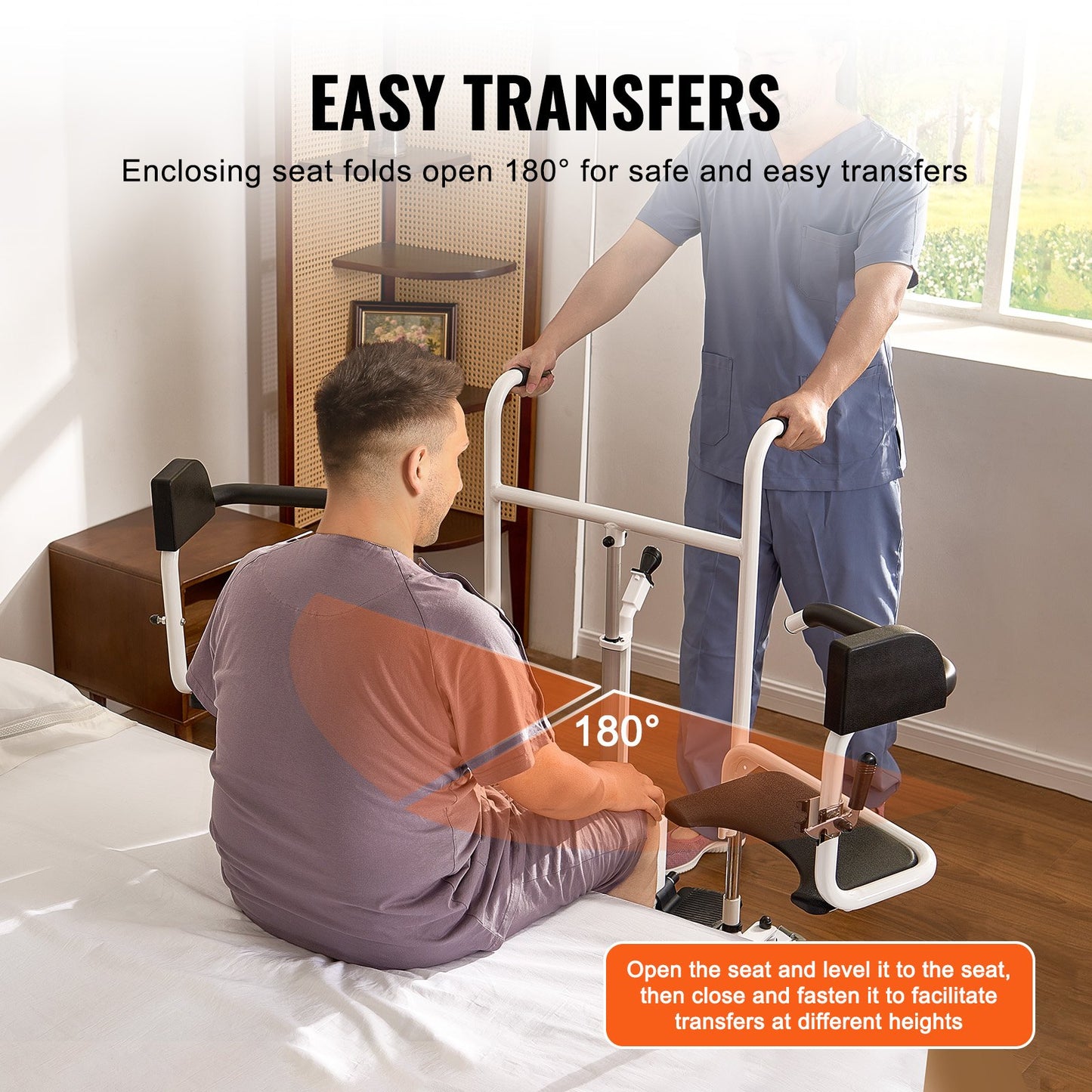 Electric Patient Lift Chair Patient Transfer Wheelchair &amp; 180° Split Seat