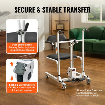 Electric Patient Lift Chair Patient Transfer Wheelchair &amp; 180° Split Seat