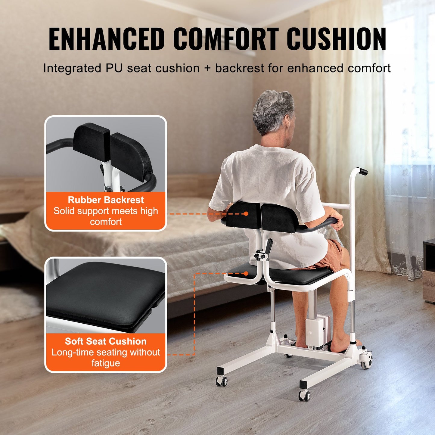 Electric Patient Lift Chair Patient Transfer Wheelchair &amp; 180° Split Seat