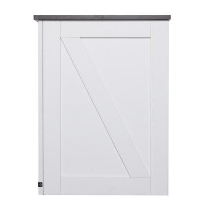 Farmhouse End Table Square Night Stand with USB Ports and Outlets White