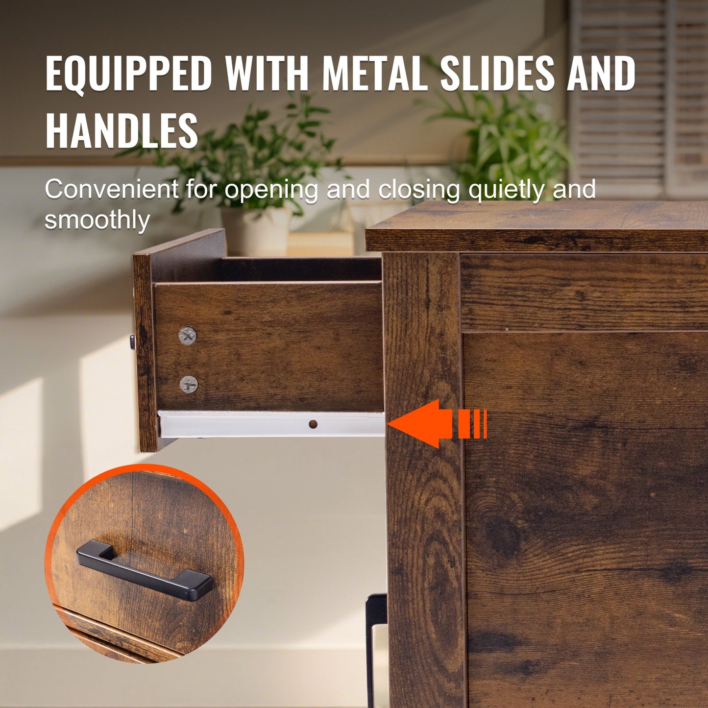 Farmhouse End Table Nightstand with USB Ports and Outlets 3-Tier Storage