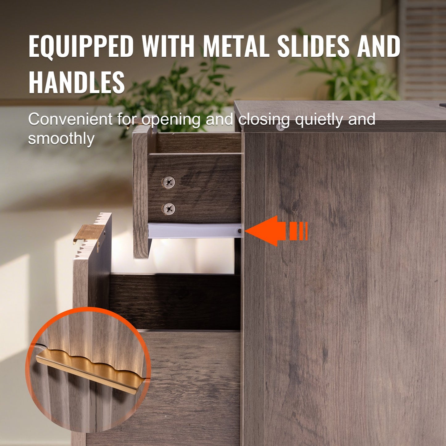 Farmhouse End Table Square Night Stand with USB &amp; Socket Set of 2 Grey