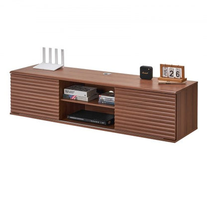 Flytande TV-bänk 60" underhållningscenter justerbar hylla och skjutdörr |  EU