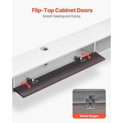 Flytande TV-bänk 70 tum underhållningscenter ström med kabelhål vit |  EU