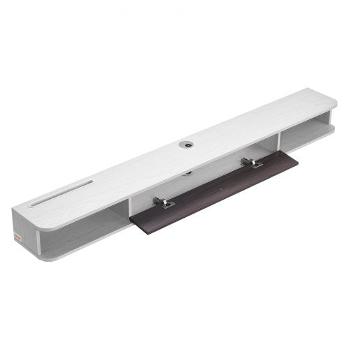 Flytande TV-bänk 70 tum underhållningscenter ström med kabelhål vit |  EU