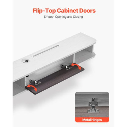 Flytande TV-bänk 47 tum underhållningscenter ström med kabelhål vit |  EU