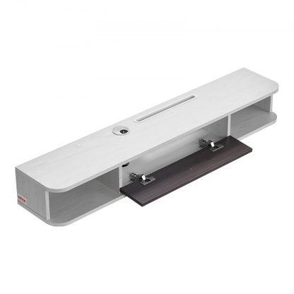 Flytande TV-bänk 47 tum underhållningscenter ström med kabelhål vit |  EU