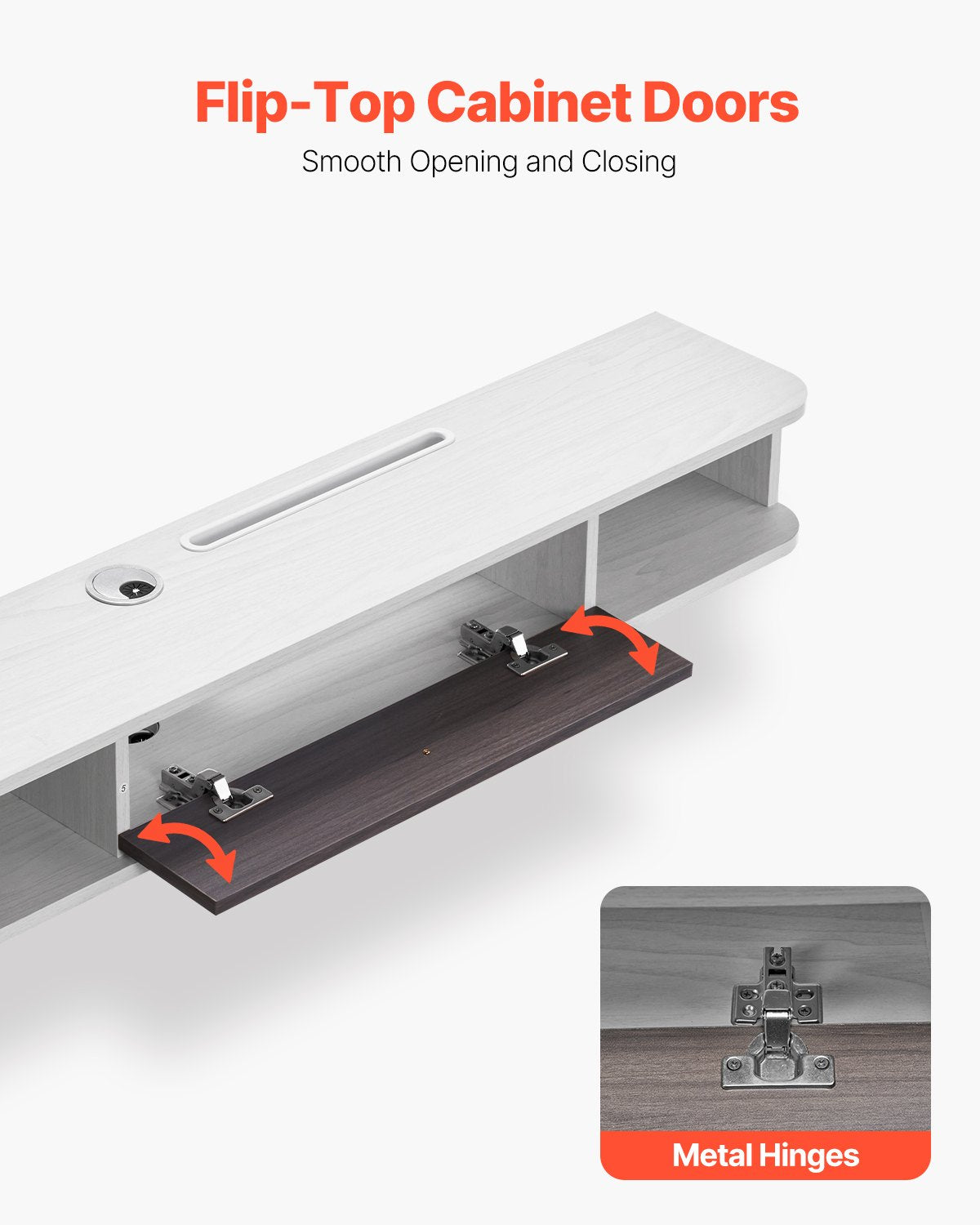 Floating TV Stand, 47 in Wall Mount Entertainment Center with Cable Hole, Modern Floating TV Shelf with Storage Cabinet, Particle Board Console for DVD Player, Cable Box, Game Console, White