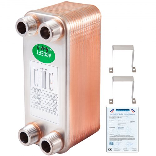 Heat Exchanger 3\"x7.5\" 30 Plates Brazed Plate Heat Exchanger 316L 3/4\" MPT Heat Exchanger B12-30 Beer Wort Chiller for Hydronic Heating