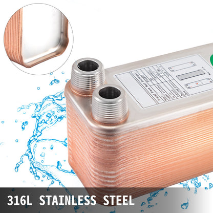 Heat Exchanger 3\"x7.5\" 30 Plates Brazed Plate Heat Exchanger 316L 3/4\" MPT Heat Exchanger B12-30 Beer Wort Chiller for Hydronic Heating