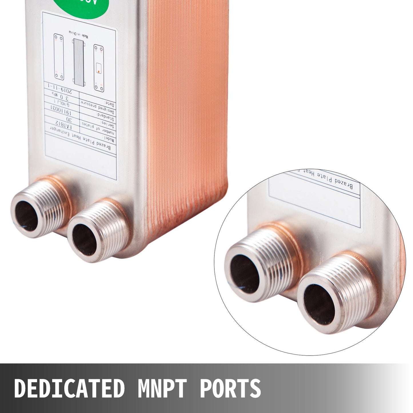 Heat Exchanger 3\"x7.5\" 30 Plates Brazed Plate Heat Exchanger 316L 3/4\" MPT Heat Exchanger B12-30 Beer Wort Chiller for Hydronic Heating