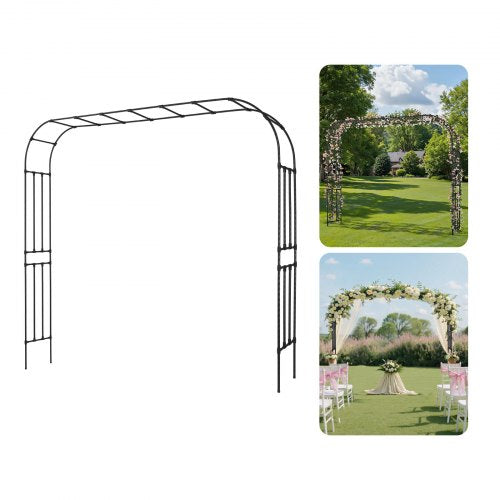 Garden Arbor, 94.5 (H) x 126 (W) x 15.8 (D) in Metal Archway, Sturdy Outdoor Trellis Arch with Stakes, Easy to Assemble, Pergola Arbor for Plant Climbing Yard Lawn Wedding Party Decoration