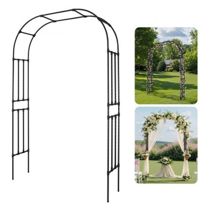Garden Arbor, 94.5 (H) x 59 (W) x 15.8 (D) in Metal Archway, Sturdy Outdoor Trellis Arch with Stakes, Easy to Assemble, Pergola Arbor for Plant Climbing Yard Lawn Wedding Party Decoration