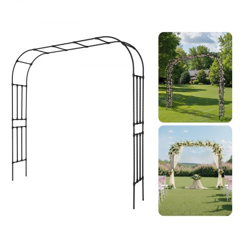 Garden Arbor, 94.5 (H) x 98.5 (W) x 15.8 (D) in Metal Archway, Sturdy Outdoor Trellis Arch with Stakes, Easy to Assemble, Pergola Arbor for Plant Climbing Yard Lawn Wedding Party Decoration