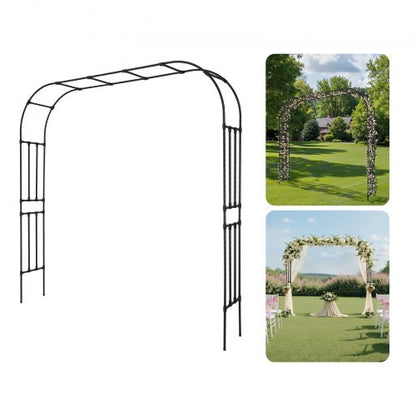 Garden Arbor, 94.5 (H) x 98.5 (W) x 15.8 (D) in Metal Archway, Sturdy Outdoor Trellis Arch with Stakes, Easy to Assemble, Pergola Arbor for Plant Climbing Yard Lawn Wedding Party Decoration