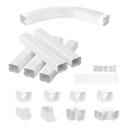 Mini Split Line Set Abdeckung 76,2 mm B 3110 mm L, dekorative PVC-Rohrleitungsabdeckung für Klimaanlagen mit 5 geraden Kanälen und kompletten Komponenten. Einfach zu installieren, überstreichbar für Wärmepumpen, weiß